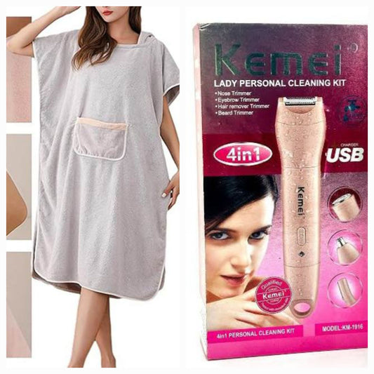 Pack Robe sortie de bain + Epilatoire Kemei originale